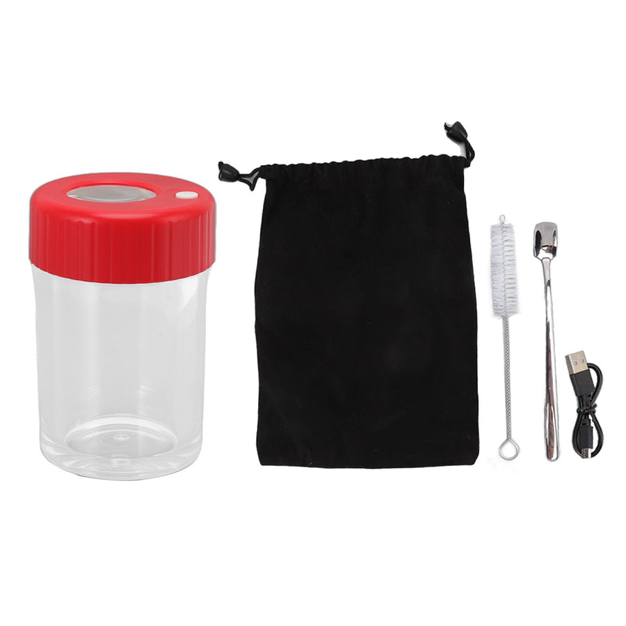 Magnifying Viewing Jar Multifunctional Waterproof Portable Magnifying Glass Storage Jar with LED Light for Tobacco Red