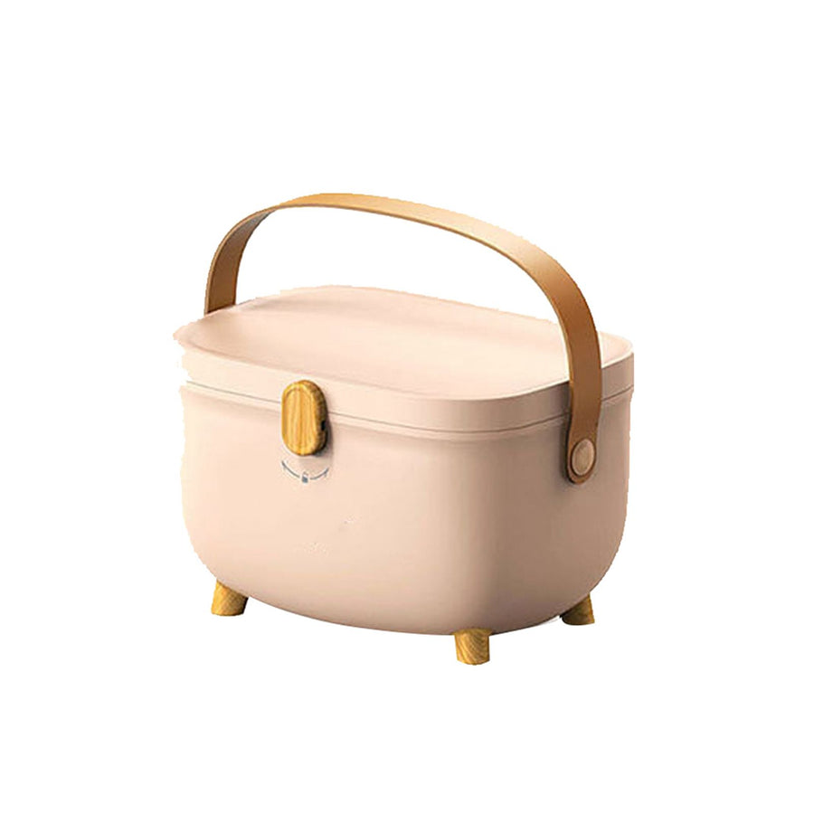 Plastic Medicine Storage Box Oval Double Layers Multi Grid Large Capacity Medical Box Organizer for Home Dorm Pink