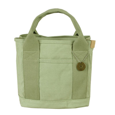 Lunch Tote Bag Canvas Solid Color Large Capacity Portable Lunch Cooler Bag for Sport Working Light Green
