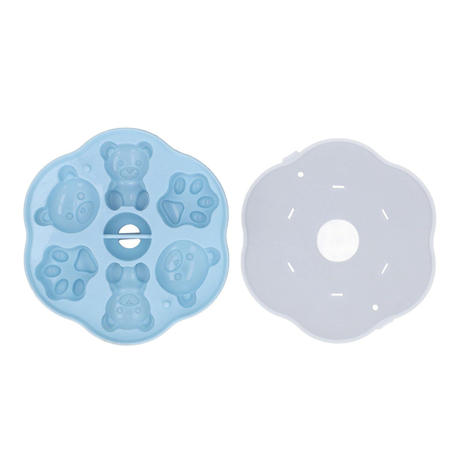 Jelly Mold Silicone Lovely Bear Cat Paw Ice Cube Cake Pudding Kitchen Mould with Lid for Home Kitchen Blue