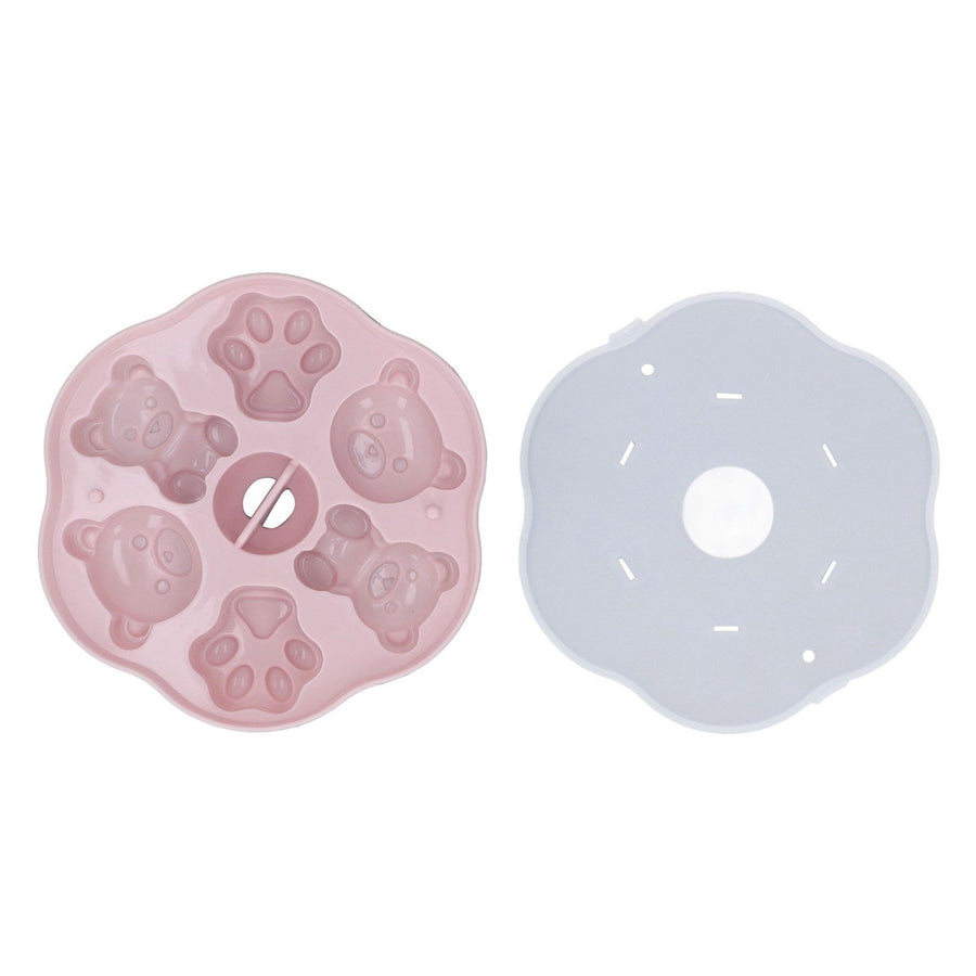 Jelly Mold Silicone Lovely Bear Cat Paw Ice Cube Cake Pudding Kitchen Mould with Lid for Home Kitchen Pink