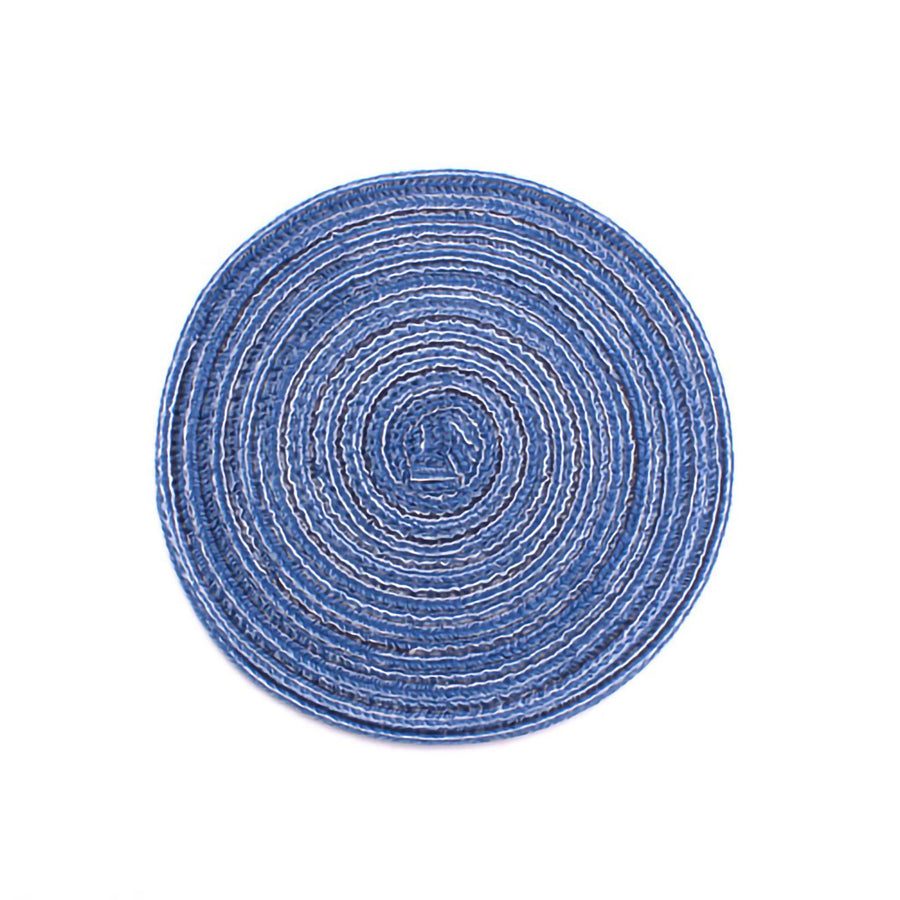 4PCS Round Coaster Set Scalding Heat Insulation Dish Mats Woven Decorative Dining Table Bowl Mat Blue Diameter 36cm / 14.2in