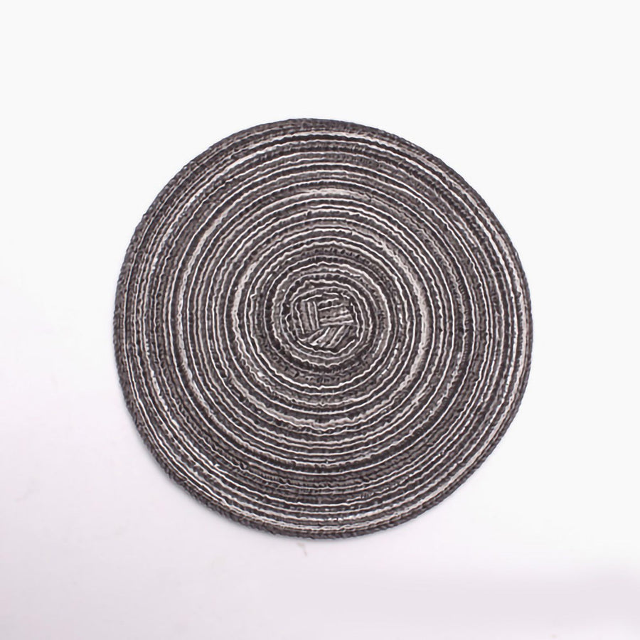 4PCS Round Coaster Set Scalding Heat Insulation Dish Mats Woven Decorative Dining Table Bowl Mat Dark Gray Diameter 30cm / 11.8in