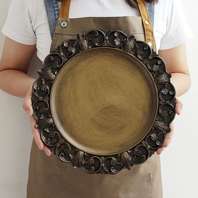 Vintage Photography Ornaments Tray Plastic Retro Storage Tray Round Decorative Display Tray for Shooting Style 3