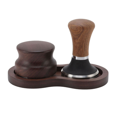 Coffee Hammer Tamping Kit Walnut Stainless Steel Tamper Distributor Set with Universal Base for Kitchen 51mm/2in