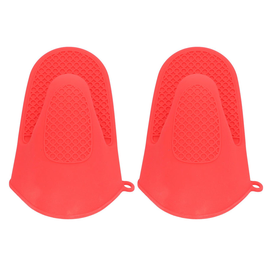 2pcs Oven Mitts Mini Silicone Thickened Anti Scalding Cooking Pinch Mitts for Kitchen Red