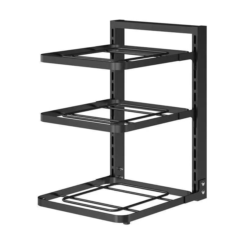 Pot Storage Rack Multilayer Thicken Strong Bearing Round Corner Pot Organizer for Kitchen Three Layers/43x27x23cm