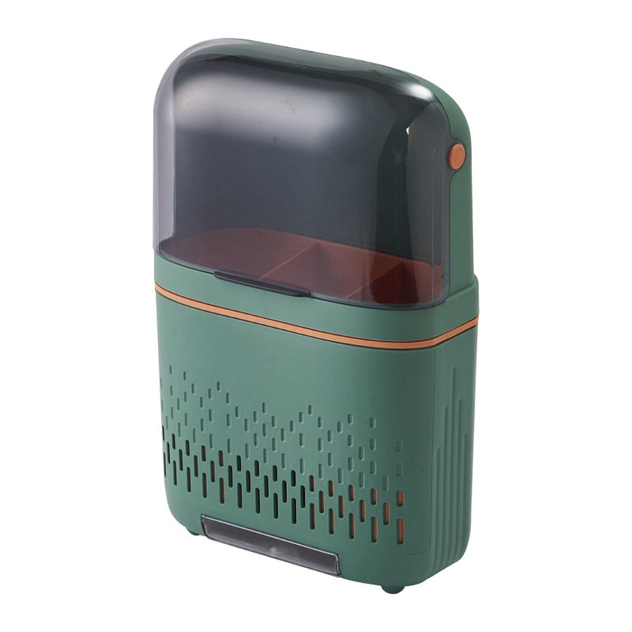Kitchen Hanging Rack Rustproof Waterproof Compartmental Storage Cutlery Drainer with Cover Coloured Glaze Green