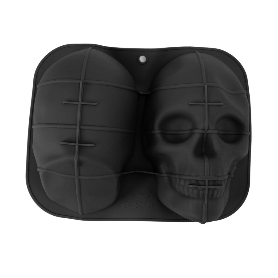 Skull Head Baking Mold Soft Silicone Halloween Skeleton Head Cake Mold for Cake Biscuit Chocolate Candy Ice Black