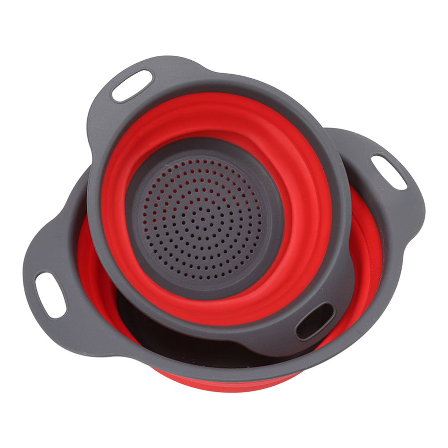 2 PCS Collapsible Colander Basket Round Retractable Big Small Drain Basket Set Vegetables Fruit Washing Basket