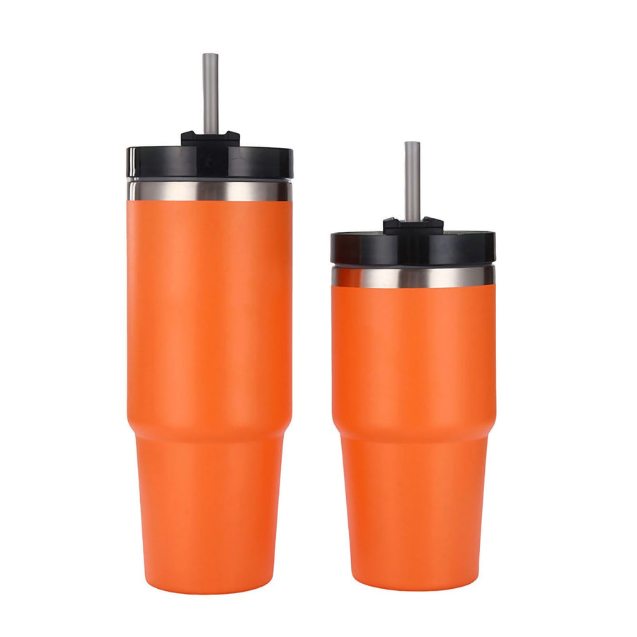 Travel Tumbler Cup Stainless Steel with Straw Lid Keep Warm and Cold Coffee Mug for Home Office Orange 30oz