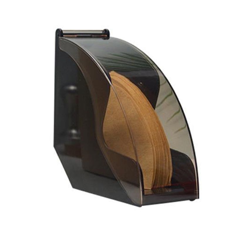 Plastic Coffee Filter Holder with Cover Filter Paper Dustproof Storage Box Dispenser Rack Black