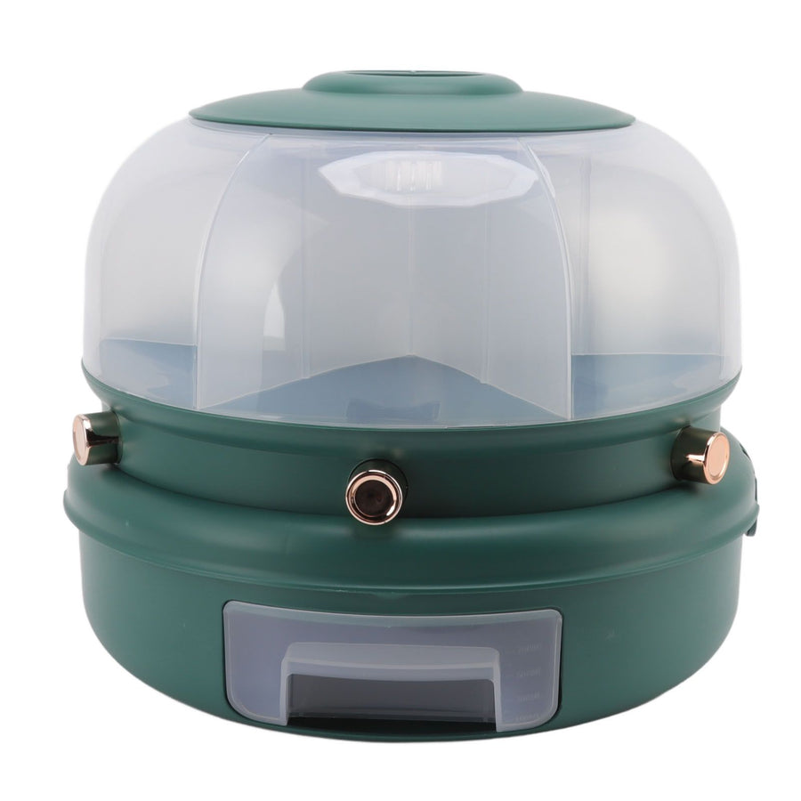 Stackable Grain Storage Container Single Layer 6 Grids Rotating Rice Dispenser for Kitchen Organization Dark Green