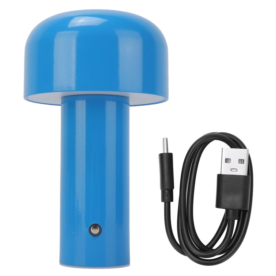 Mushroom Table Lamp 3 Color Dimming USB Charging Desk Lamp Touch Sensitive Mushroom Lamp for Restaurant Camping Blue
