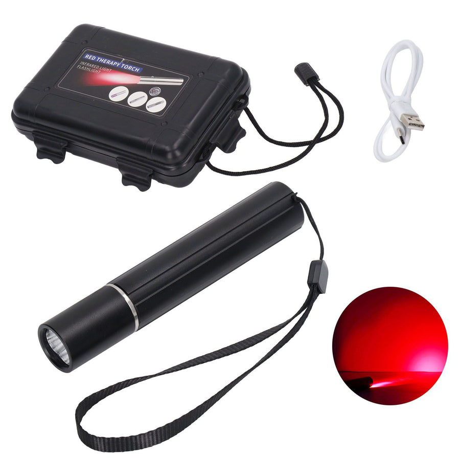 LED Therapy Flashlight Aluminum Alloy 2200mah 9W Rechargeable Handheld Lamp 630nm 660nm 850nm Red Infrared Torch