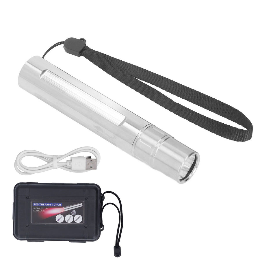 Infared Light Therapy Flashlight 630nm 660nm 850nm Stainless Steel LED Infrared Light with Sling for Ankle