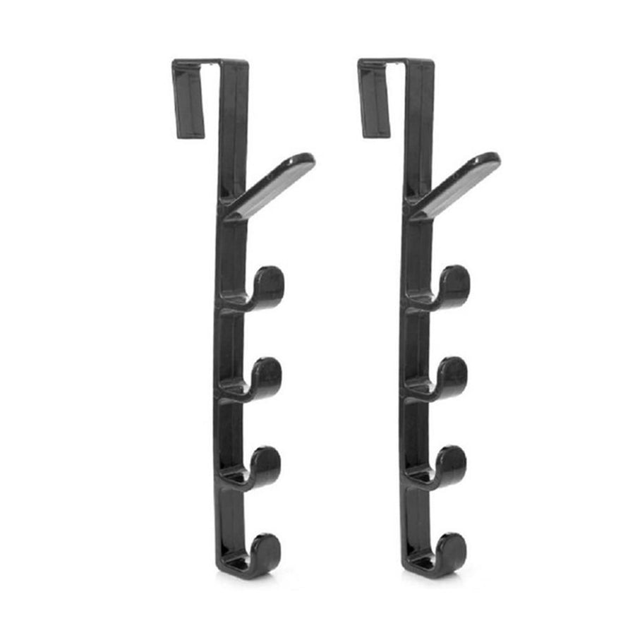 2 Pack Door Hook with 5 Hooks Door Organizer Rack Hanger Backpack Handbag Clothes Coat Hook for Home