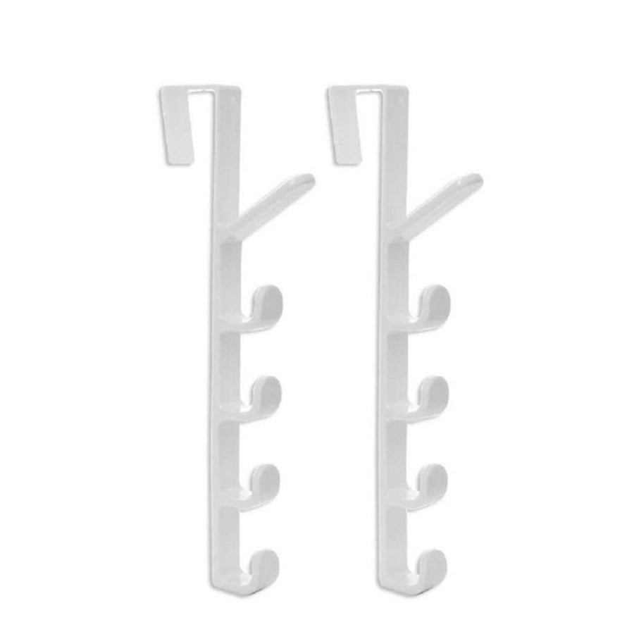 2 Pack Door Hook with 5 Hooks Door Organizer Rack Hanger Backpack Handbag Clothes Coat Hook for Home