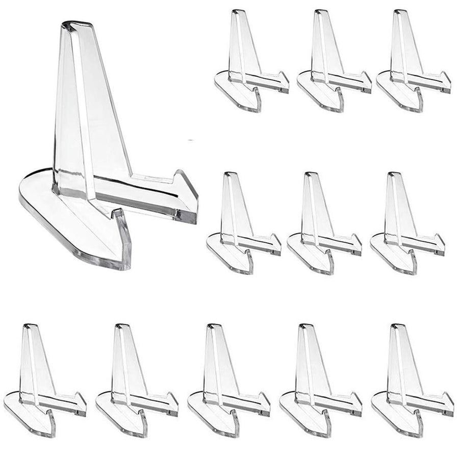 12PCS Mini Acrylic Display Stands Transparent Coin Display Easel for Home Shop Exhibitions