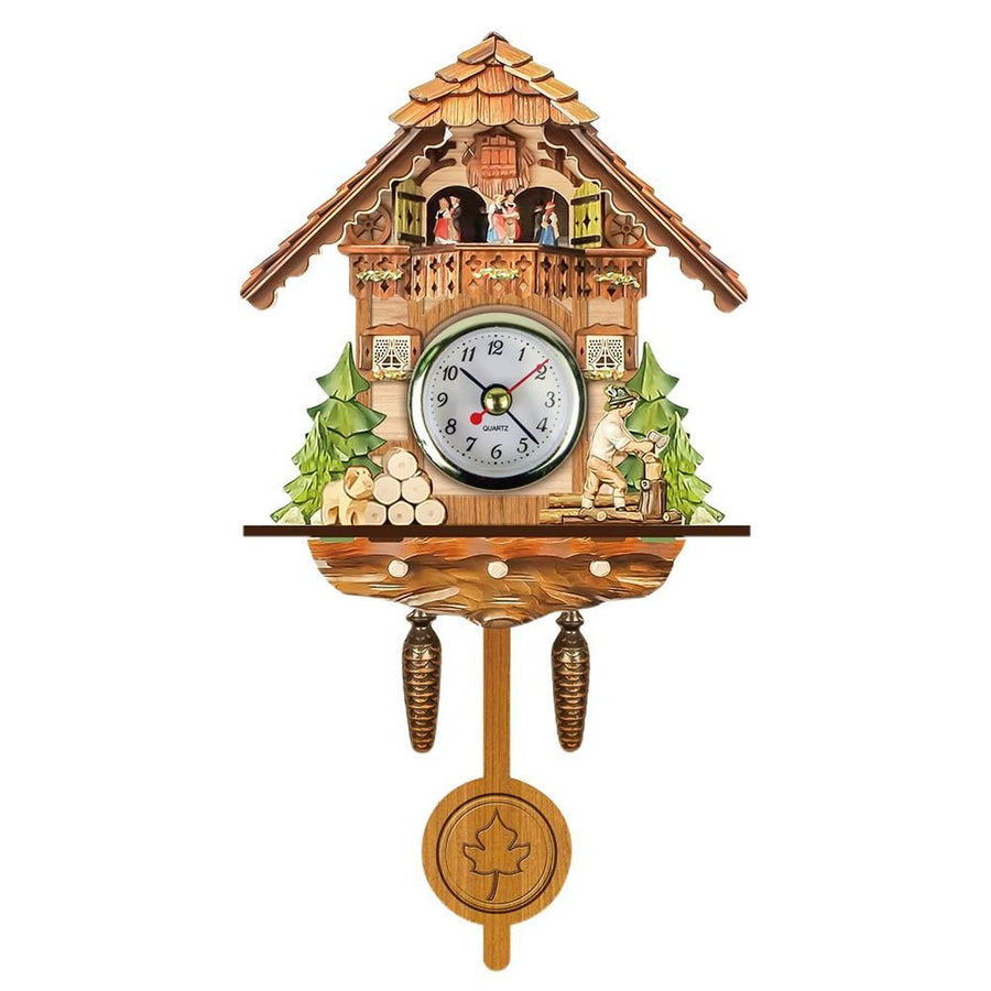 Cuckoo Clock Antique Wooden Cuckoo Birdhouse Wall Clock Home Decor Hanging Cuckoo Clock Auto Swing Bell Pendulum Home Decor