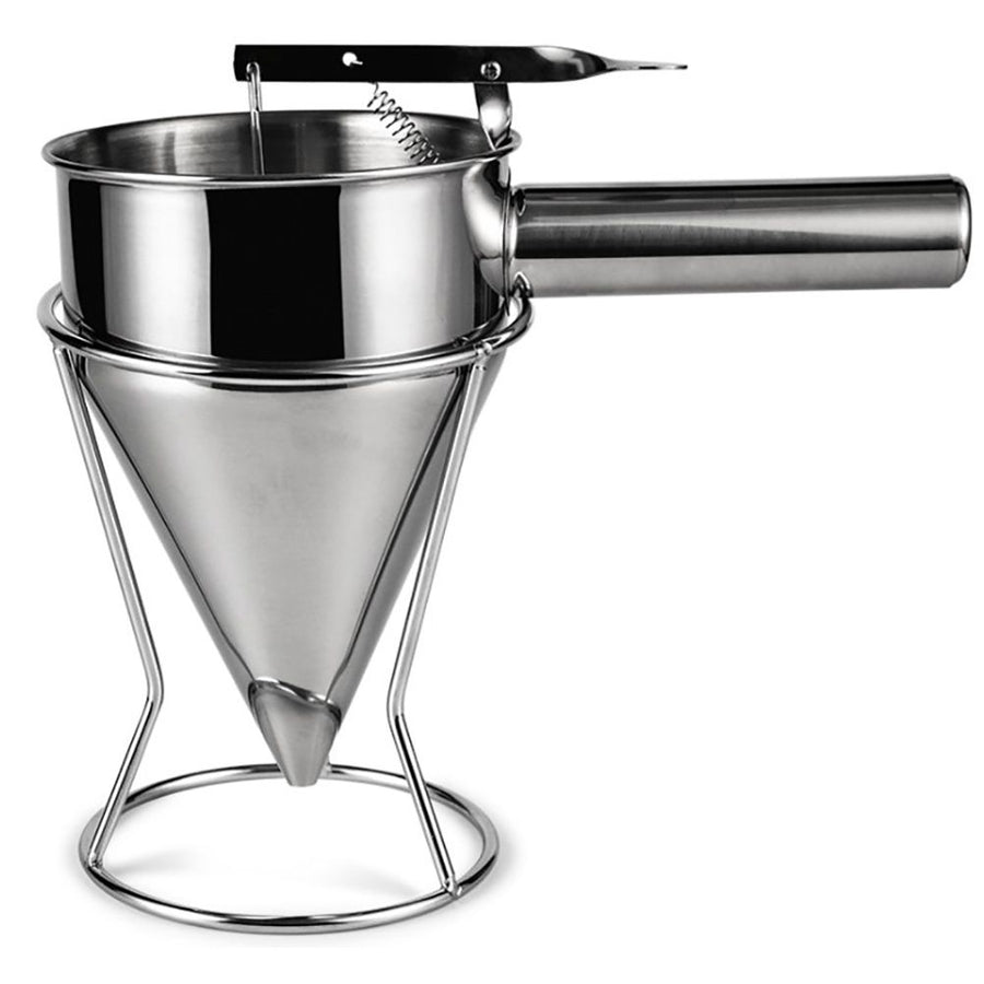 Stainless Steel Piston Funnel with Stand Kitchen Baking Funnel Batter Dispenser Sauce Cream Dosing Funnel for Home Kitchen Bakery