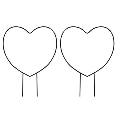 2 Pcs Black Iron Garden Trellis for Climbing Plant Vine Plant Metal Support Wire Heart Shaped Plants Climbing Holder Rack