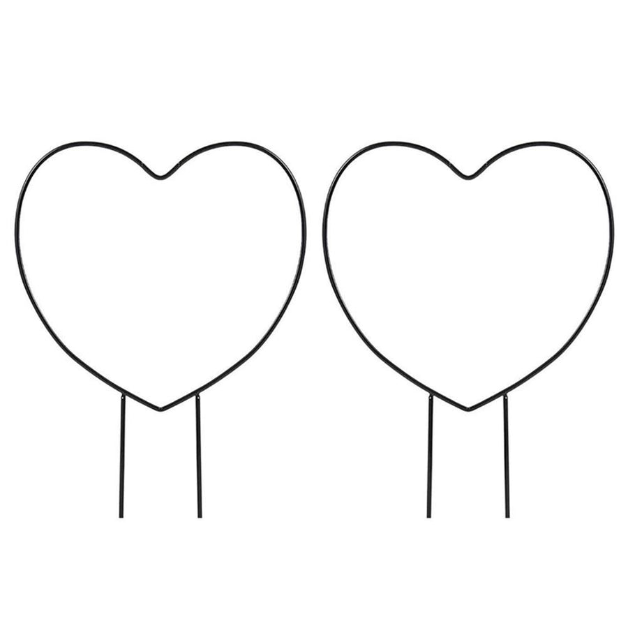 2 Pcs Black Iron Garden Trellis for Climbing Plant Vine Plant Metal Support Wire Heart Shaped Plants Climbing Holder Rack