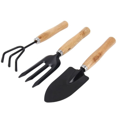 3PCS/Set Wooden Handle Mini Gardening Potted Tool Gardening Shovel Rake Fork Set for Houseplants Potted Plants