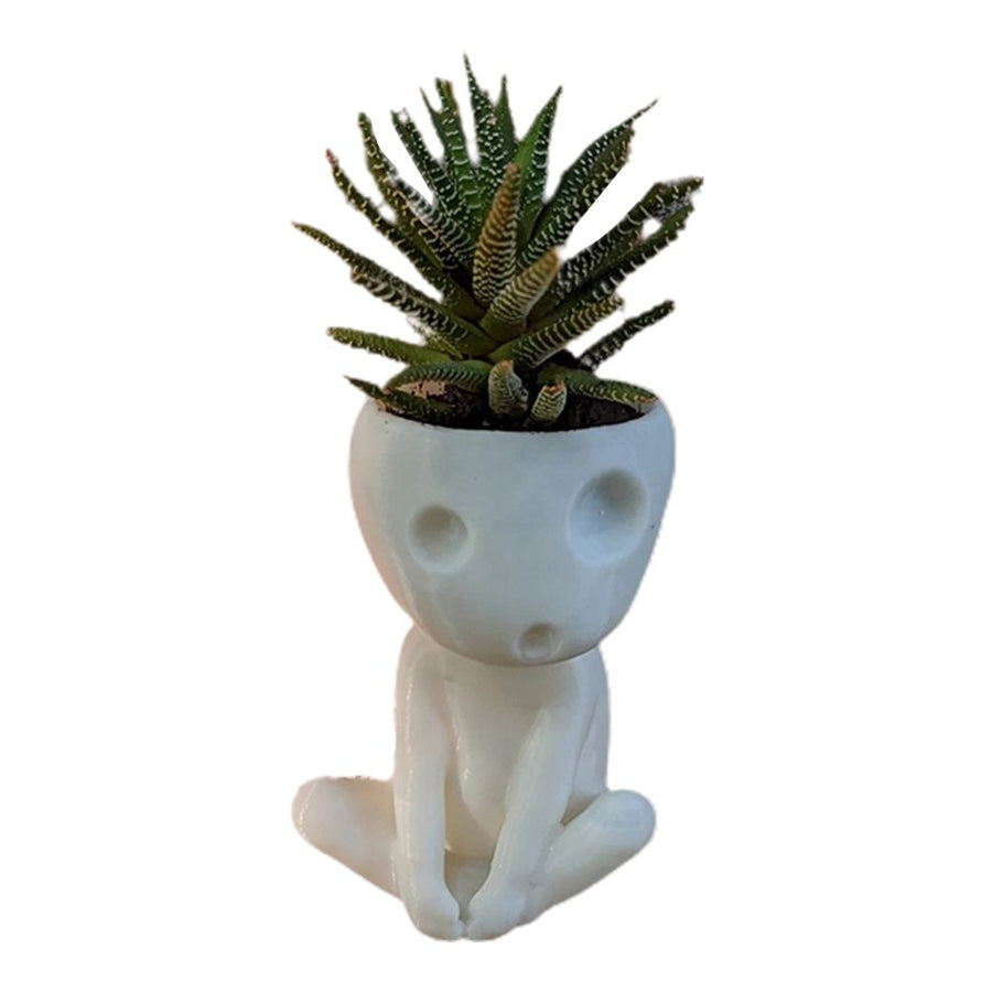 Luminous Face Planter Pot Head Flower Pot Cute Resin Succulent Planter Flowerpot with Drain Hole for House Office Decor