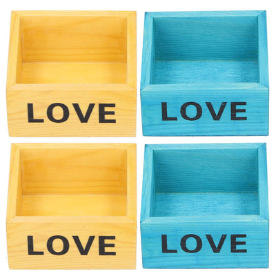 4Pcs Plant Pot Vintage Wooden Succulent Planter Box Flowerpot for Indoor Desktop Decoration