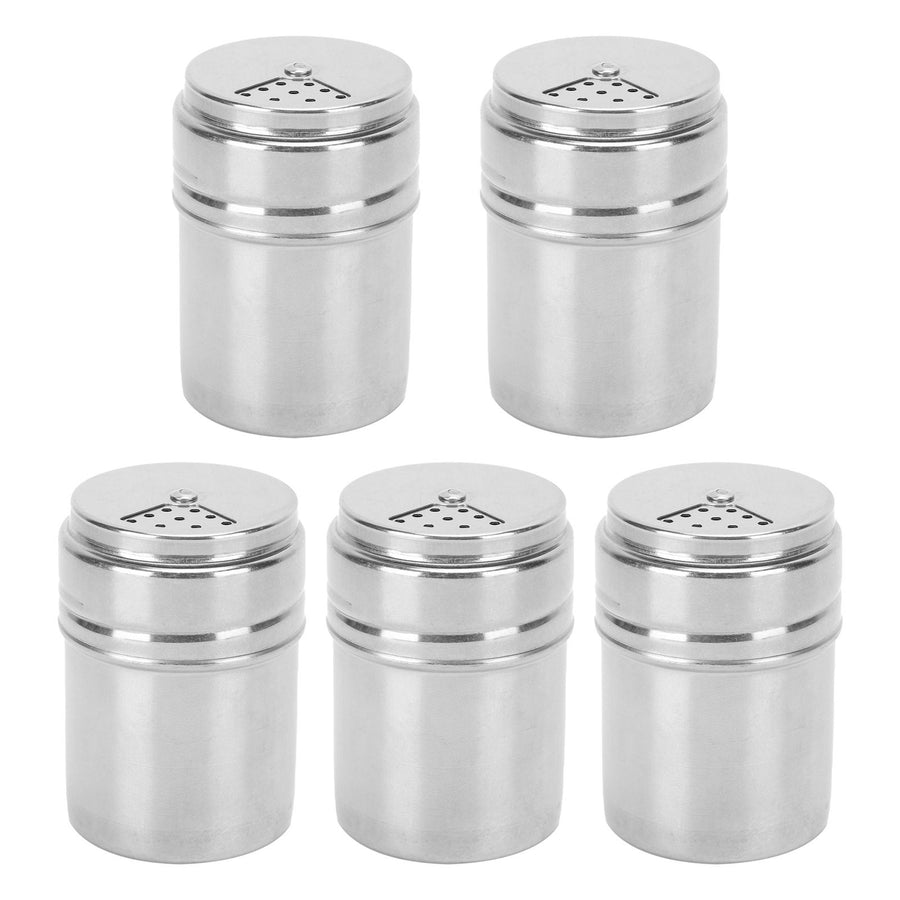 5PCS Seasoning Bottle Stainless Steel Spice Shaker with Rotating Cover Kitchen Gadget BBQ Tool
