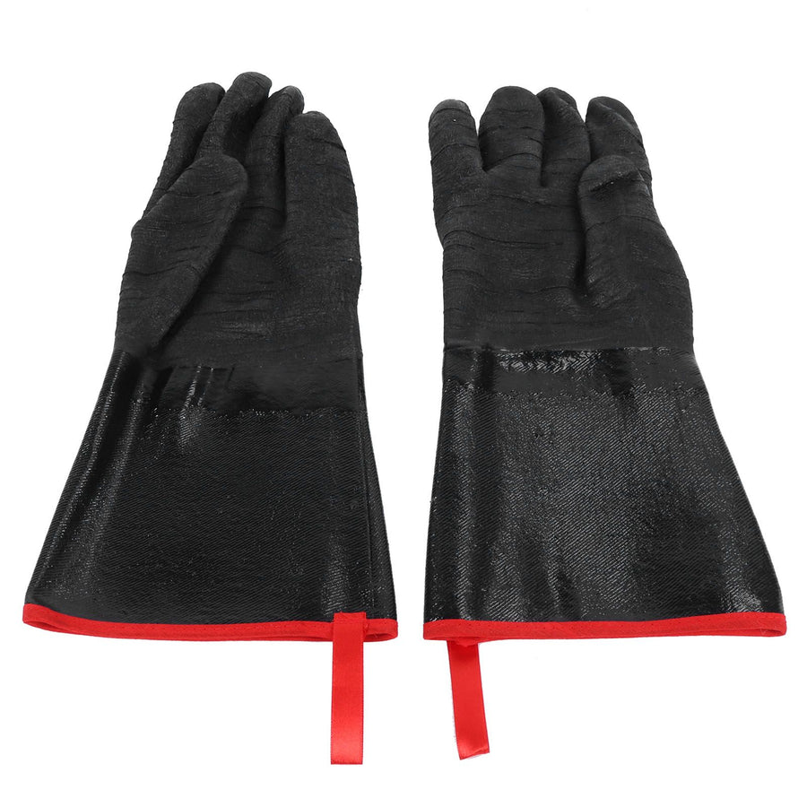 BBQ Gloves High Temperature Resistance 500℃ Waterproof Acid and Alkali Resistant Garden GlovesBlack 14in