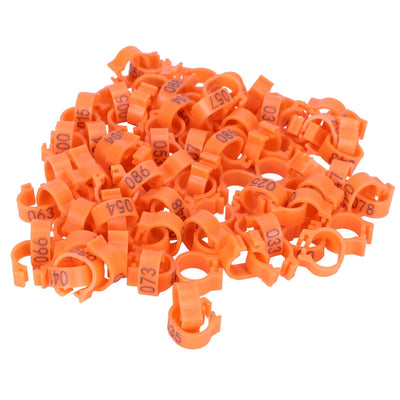 100pcs Birds Foot Rings Number Identification Pigeon Leg Bands Poultry Clip RingOrange