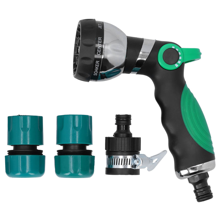 Garden Hose Spray Nozzle AntiSlip 8 Adjustable Patterns Water Sprayer Quick Connector Set(G3/4 )