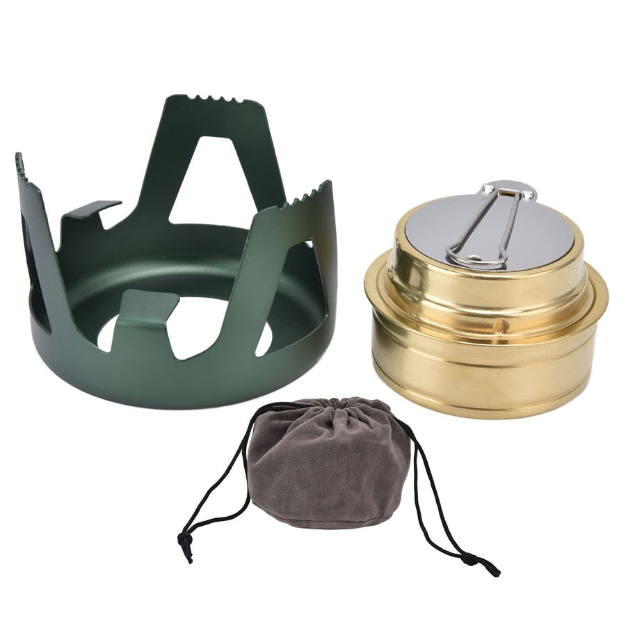 Camping Stove Windproof Vaporizable Portable Liquid Spirit Stove with Stand for Outdoor CampingGreen