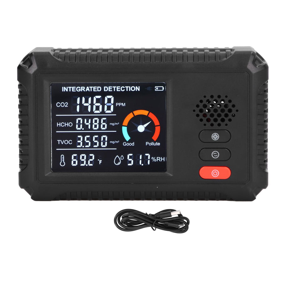 Air Quality Detector 5 in 1 Real Time Environmental Assessment Monitor for HCHO TVOC CO2 Temperature Humidity Detection