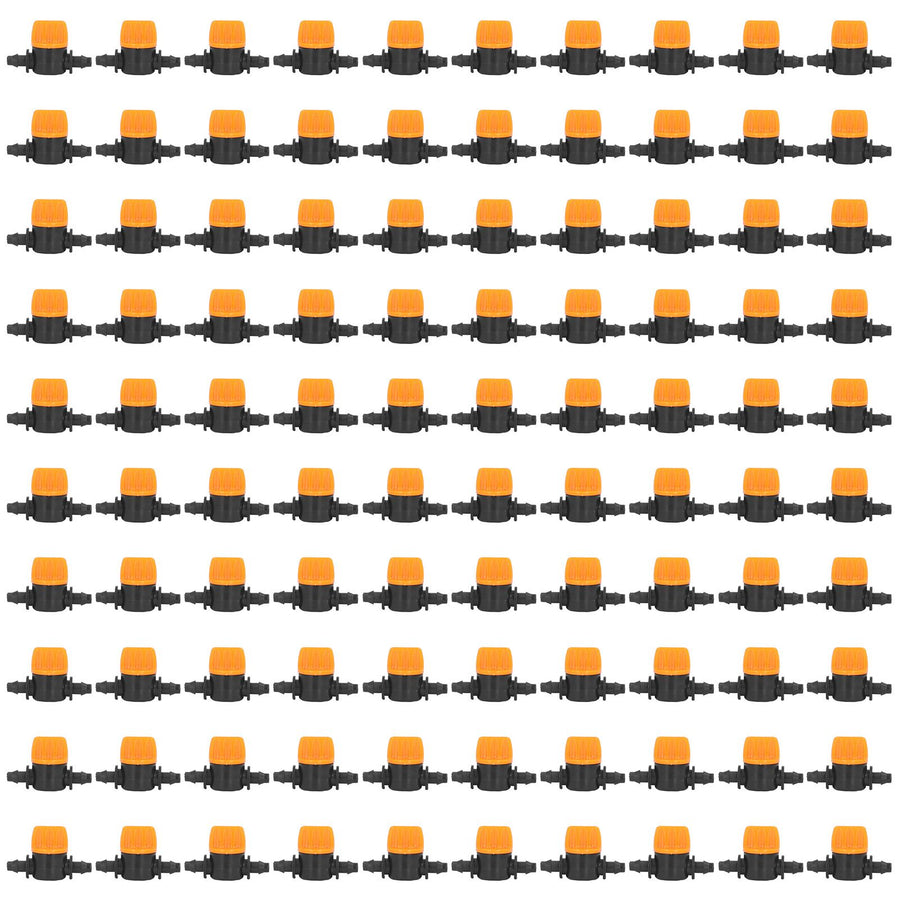 100Pcs 4/7 Barb Valve Irrigation Mini Pipe Water Valve Through Type Valve Misting Tube Valve for Garden Seeding Cultivation Irrigation