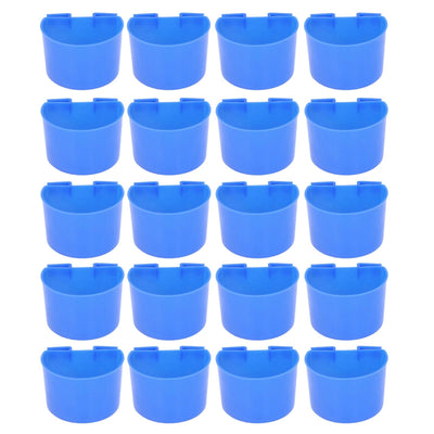 20Pcs Bird Food Bowl Plastic Parrot Water Feeding Cup Birdcage Feeder Trough Set Kit Blue 11x6cm / 4.33x2.36in