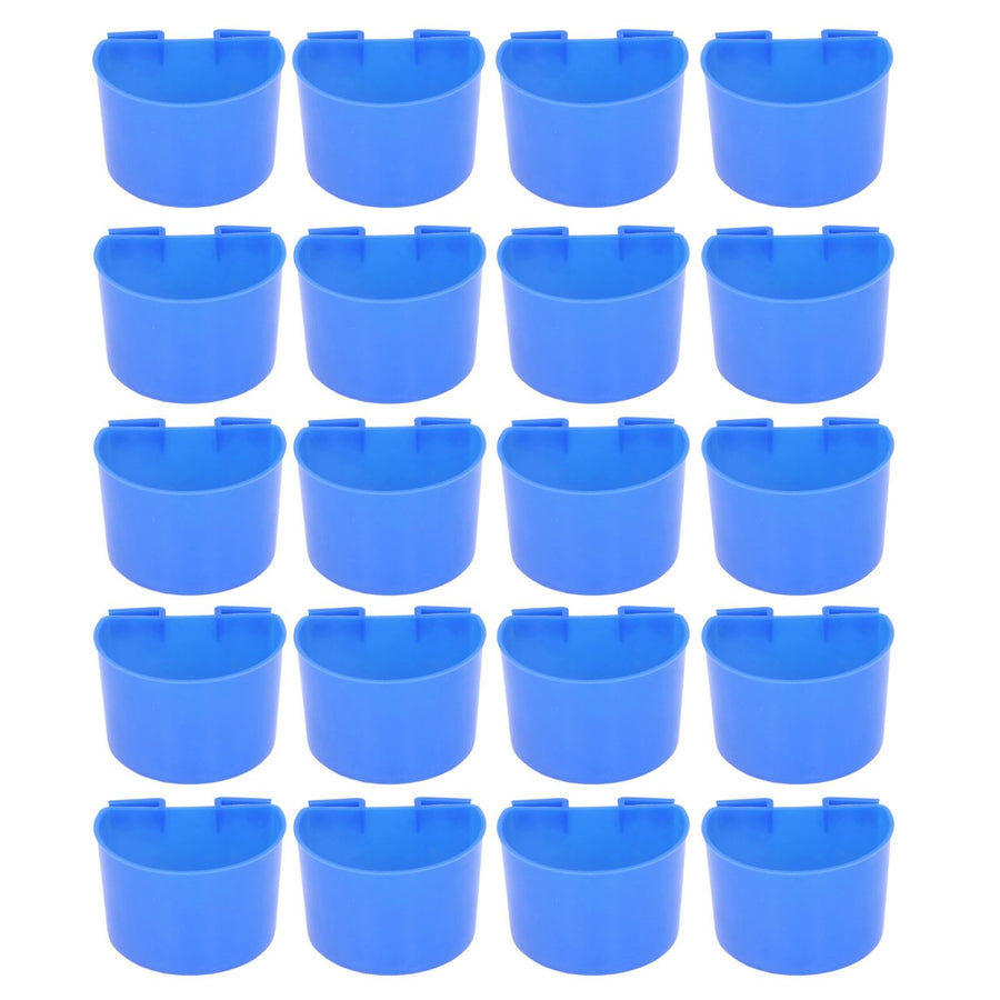 20Pcs Bird Food Bowl Plastic Parrot Water Feeding Cup Birdcage Feeder Trough Set Kit Blue 11x6cm / 4.33x2.36in
