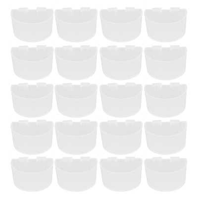 20Pcs Bird Food Bowl Plastic Parrot Water Feeding Cup Birdcage Feeder Trough Set Kit White 11x6cm / 4.33x2.36in
