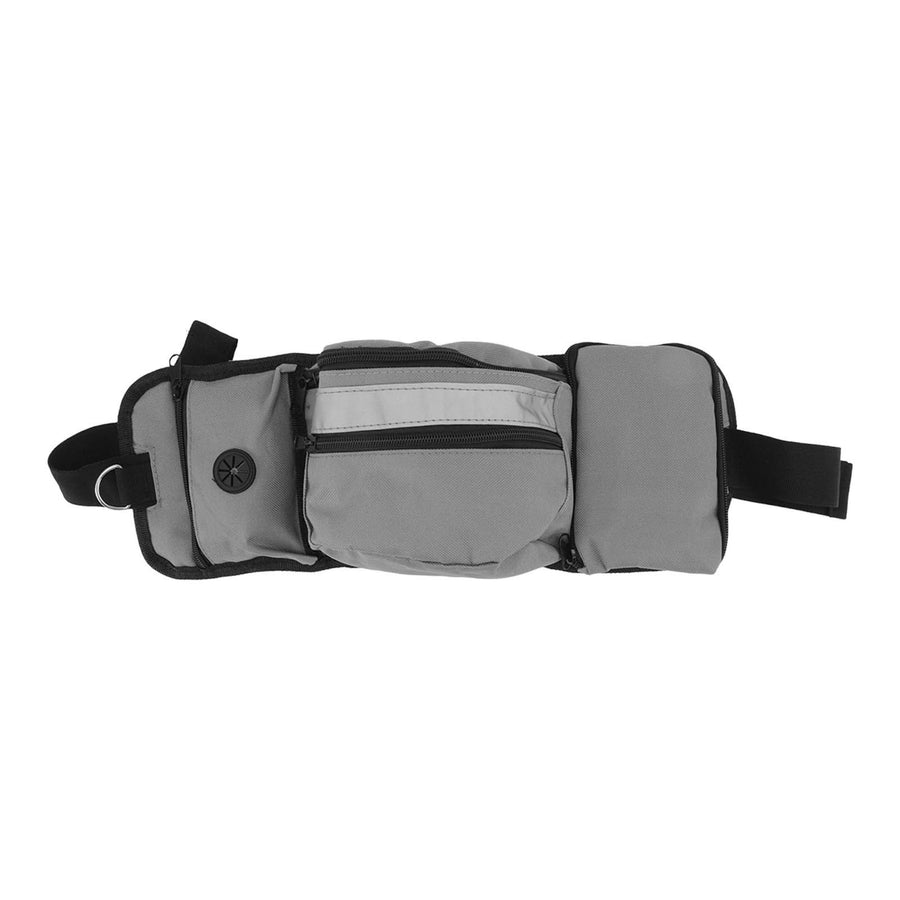 Pet Training Waist Pouch Bag Polyester Multiple Pockets Removable Snack Bag for Outdoor Grey