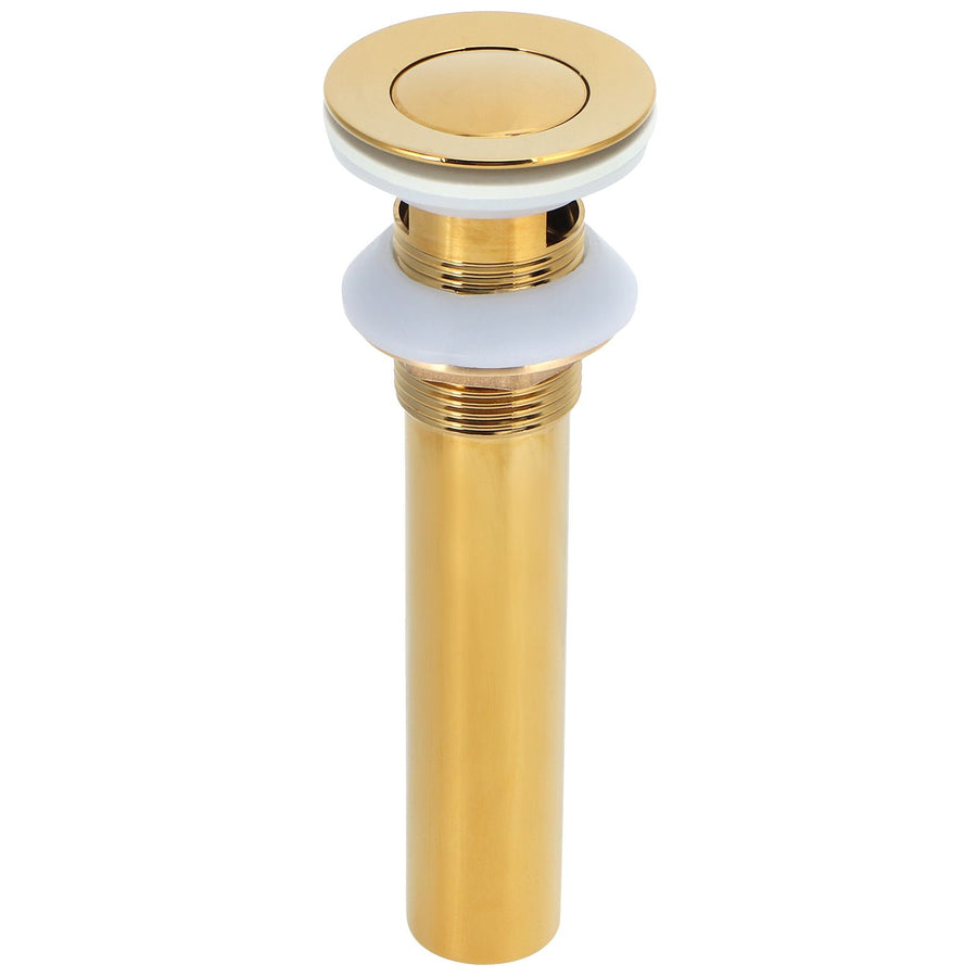 Gold Sink Drain without Overflow Anti Clog Bathroom Faucet Wash Basin Drain Stopperwith Hole