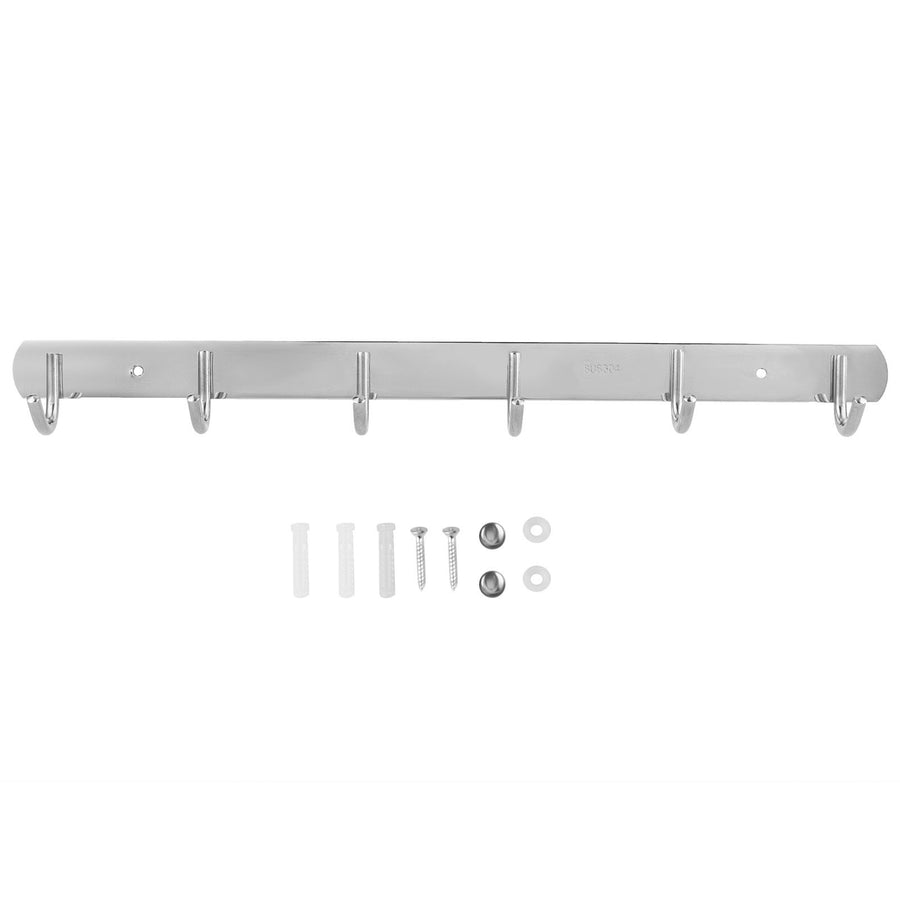 6-Hooks Bathroom Towel Hanger Kitchen Stainless Steel Hook Frame Storage Rack Organizer