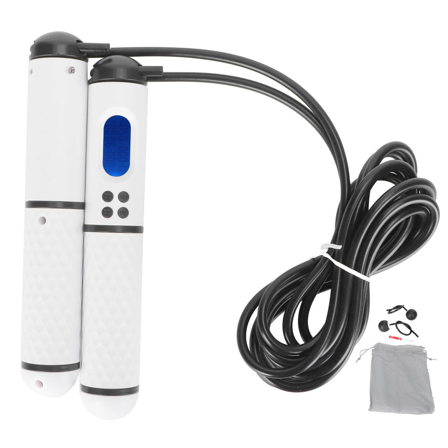 Skipping Rope Intelligent Electronic Counting Exercise Jumping Rope Fitness EquipmentWhite+Black