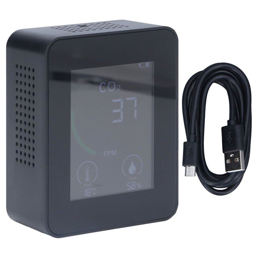 Bluetooth Carbon Dioxide Air Quality Monitor TVOC Tester 60 Day Data Storage Humidity Temperature Meter USB Power SupplyBlack