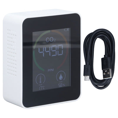 Bluetooth Carbon Dioxide Air Quality Monitor TVOC Tester 60 Day Data Storage Humidity Temperature Meter USB Power SupplyWhite