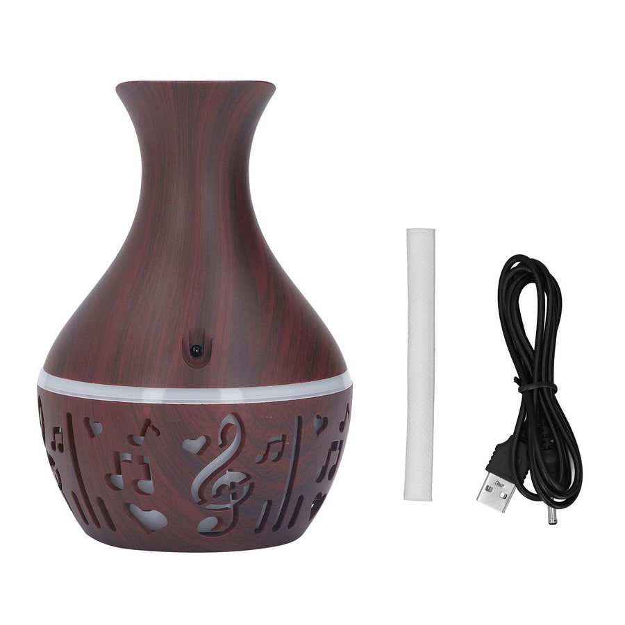 Aromatherapy Diffuser 300ml USB Powered Wood Grain Ultra Quiet LED Night Light Desk Humidifier for Home Office Hotel