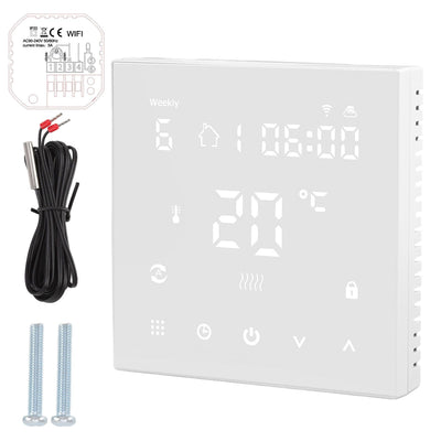 WiFi Thermostat Digital Touch Screen APP Voice Control Smart Thermostat with Auto Calibration for Floor Heating 90‑240V