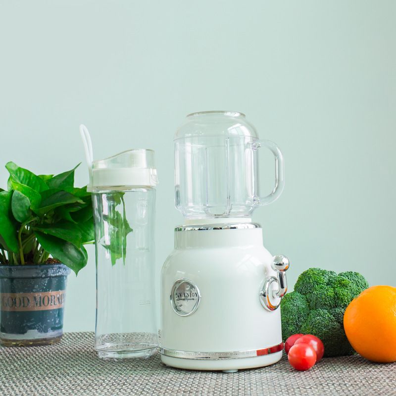 Mini Blender with Double Cup Retro Shake and Ice Crush Maker Countertop Juice Blender with Stainless Steel Blades CN Plug