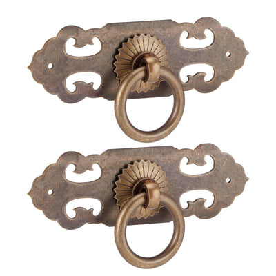 2 Sets 90mm Drawer Horizontal Handle Copper Antique Hollow Cabinet Handle Pull Furniture Parts